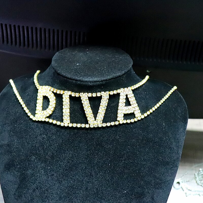 Letter Necklace Manufacturer - OEM New Arrival Crystal DIVA