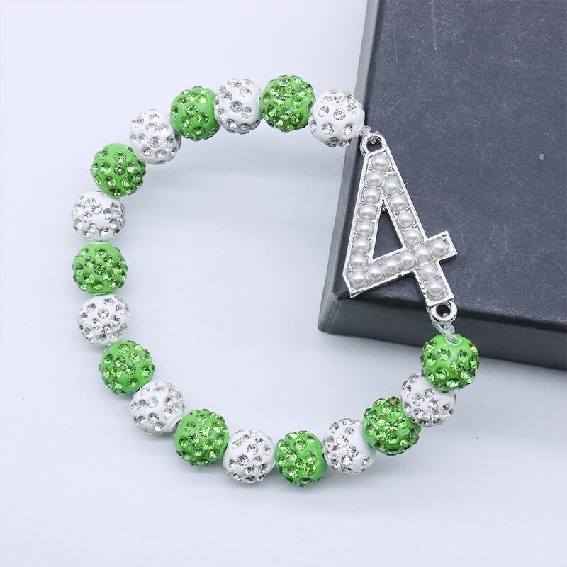 Number Bracelet Manufacturer - OEM Ready to Ship Green White Bling