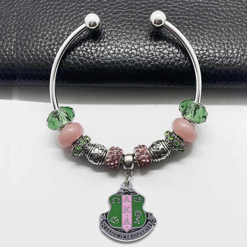 Sorority Bangle Manufacturer - OEM Ready to Ship Pink Green Beaded