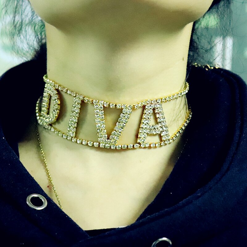 Letter Necklace Manufacturer - OEM New Arrival Crystal DIVA