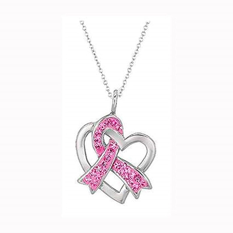 Breast Cancer Necklace Manufacturer - OEM Metal Sparking Pink Ribbon