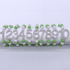 Number Bracelet Manufacturer - OEM Ready to Ship Green White Bling