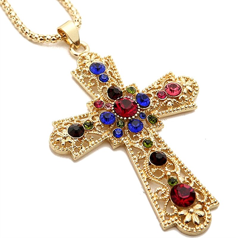 Religious Necklace Factory - OEM Trendy Rainbow Jesus Cross
