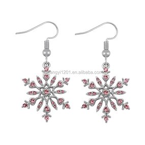 Snowflake Earrings Manufacturer - OEM Silver Tone Crystal Christmas