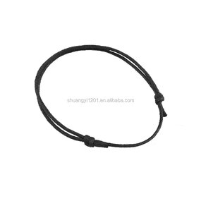 Leather Bracelet Factory - OEM Handmade Black Leather Adjustable