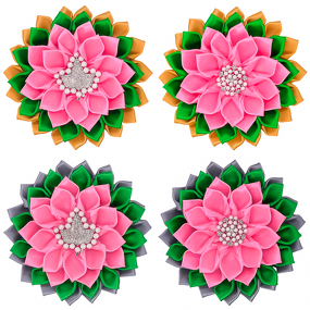 Silk Flower Brooch Manufacturer - OEM Cute Pink Green Alpha IVY