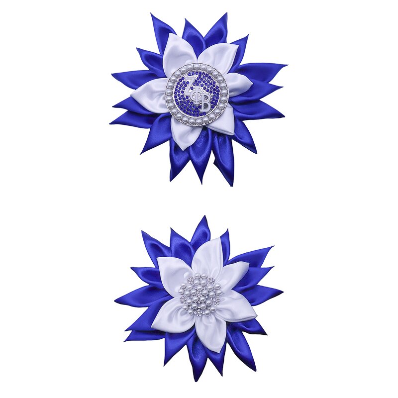 Sorority Brooch Factory - OEM Factory Direct Blue White Satin