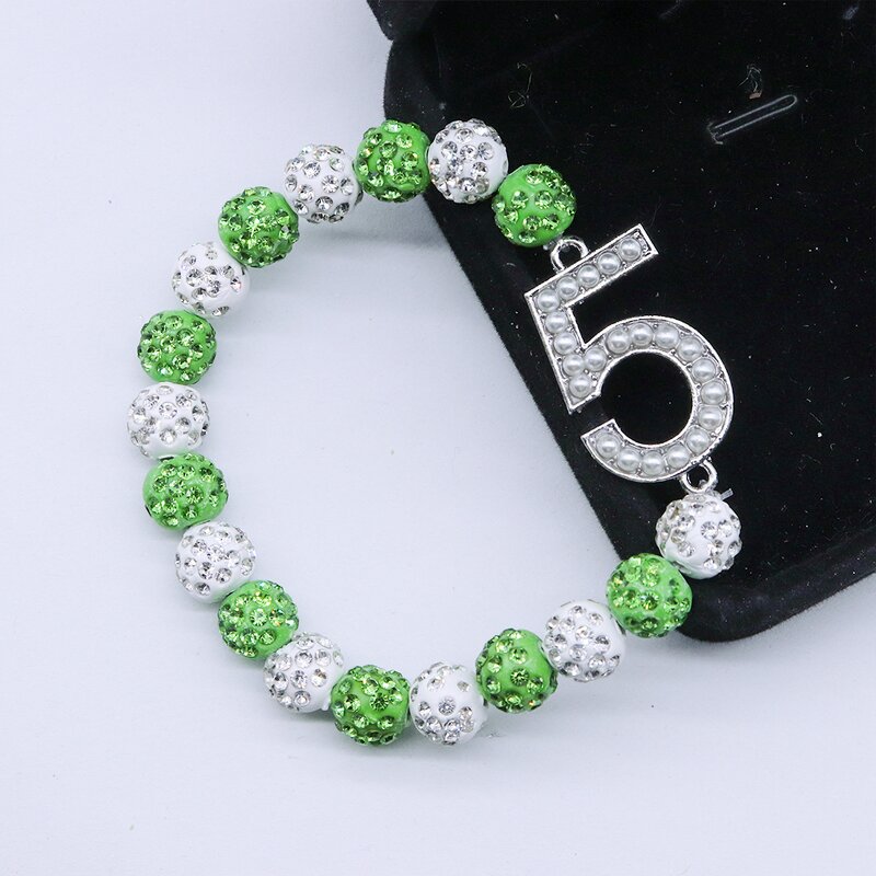 Number Bracelet Manufacturer - OEM Ready to Ship Green White Bling