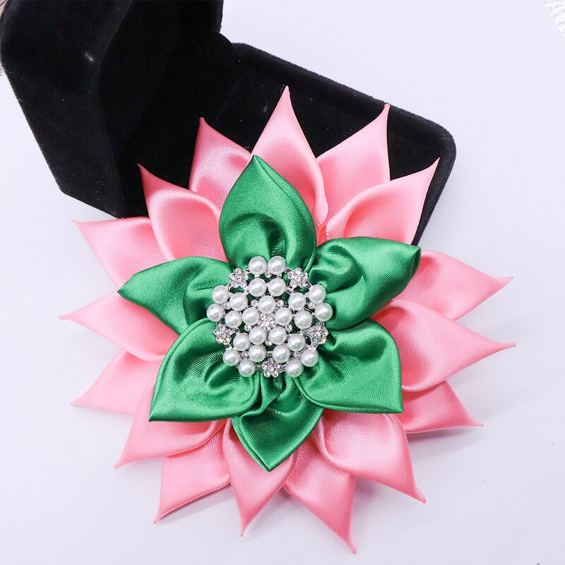 Corsage Brooch Factory - OEM Handmade Pink Green Petals Pin