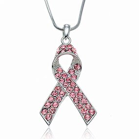 Breast Cancer Necklace Manufacturer - OEM Metal Sparking Pink Ribbon