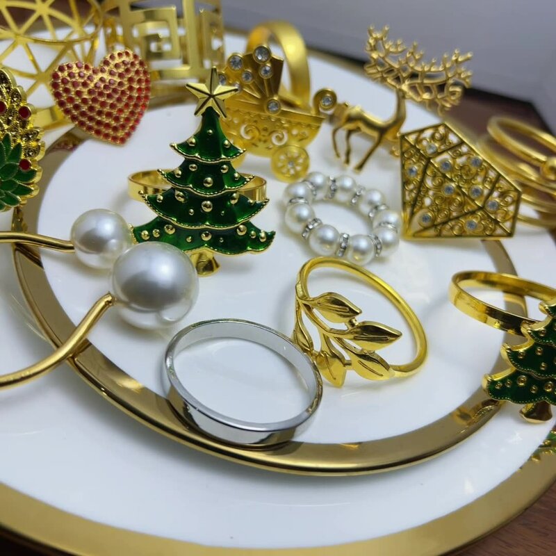 Napkin Rings Supplier - OEM Wholesale Gold Silver American Style Christmas Tree
