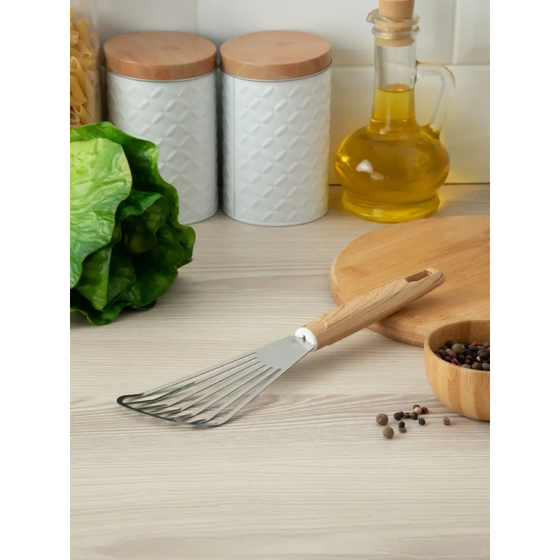 Fish Frying Spatula Supplier - OEM Stainless Steel Fan Shaped Slotted Turner