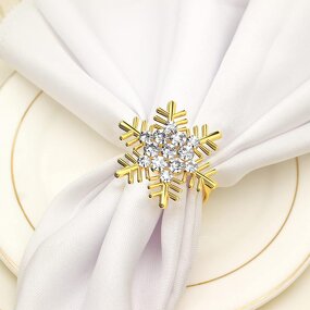Metal Napkin Rings Manufacturer - OEM Wholesale Gold Silver Christmas Snowflake