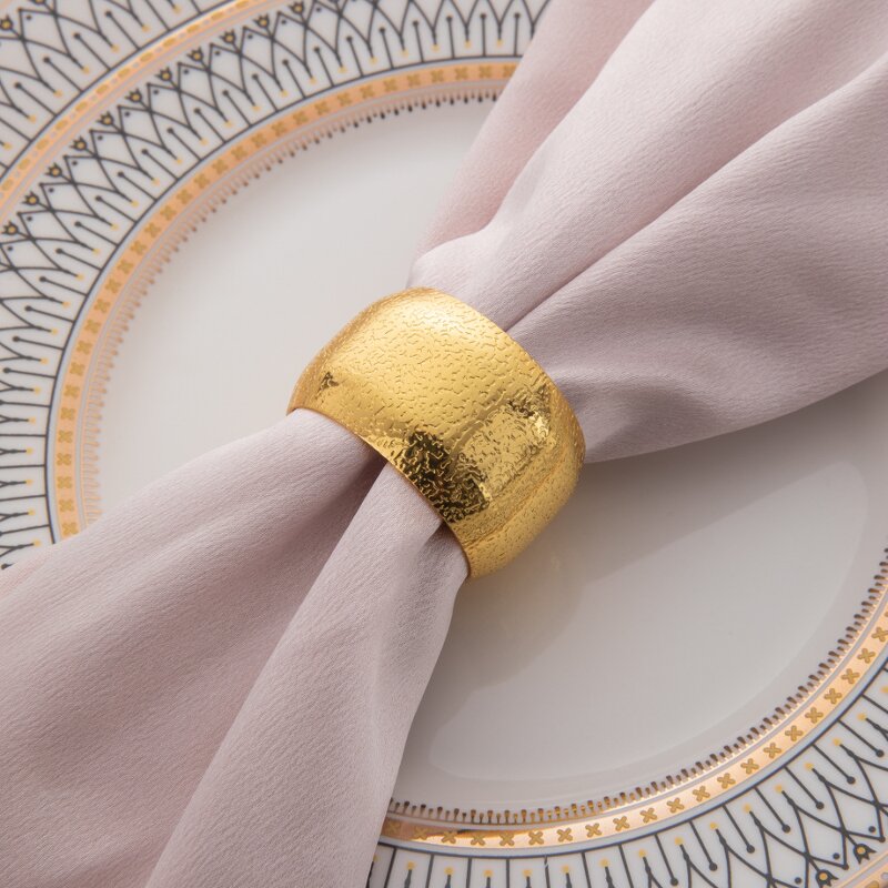 Matte Metal Napkin Rings Supplier - OEM Creative Bead Design Hotel Wedding Banquet