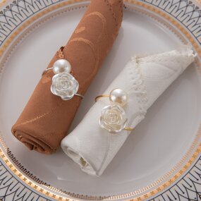 Pearl Rose Napkin Rings Factory - OEM Metal Table Decor for Weddings Banquets