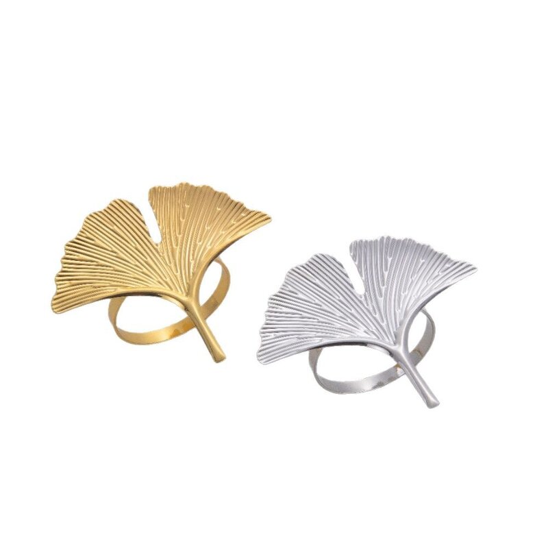Ginkgo Leaf Napkin Rings Factory - OEM Elegant Alloy for Weddings Banquets Hotels