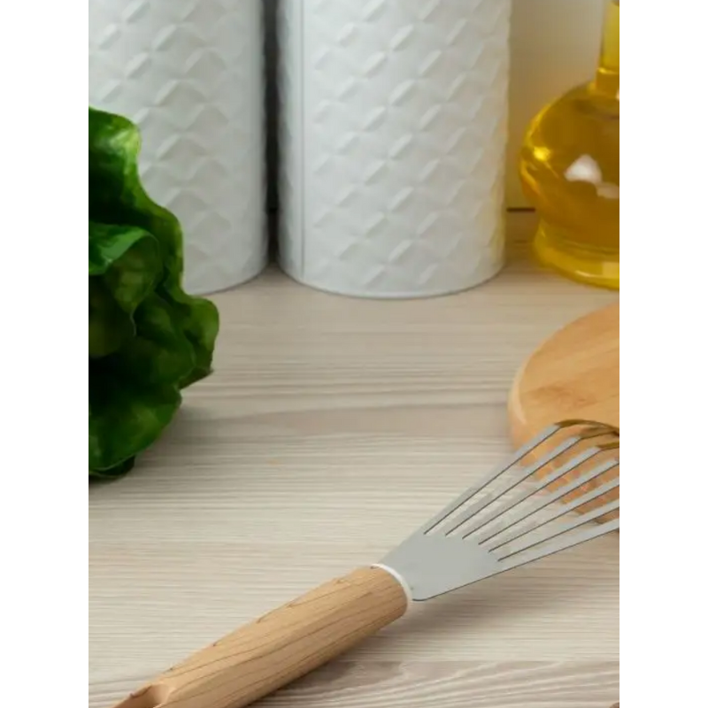 Fish Frying Spatula Supplier - OEM Stainless Steel Fan Shaped Slotted Turner