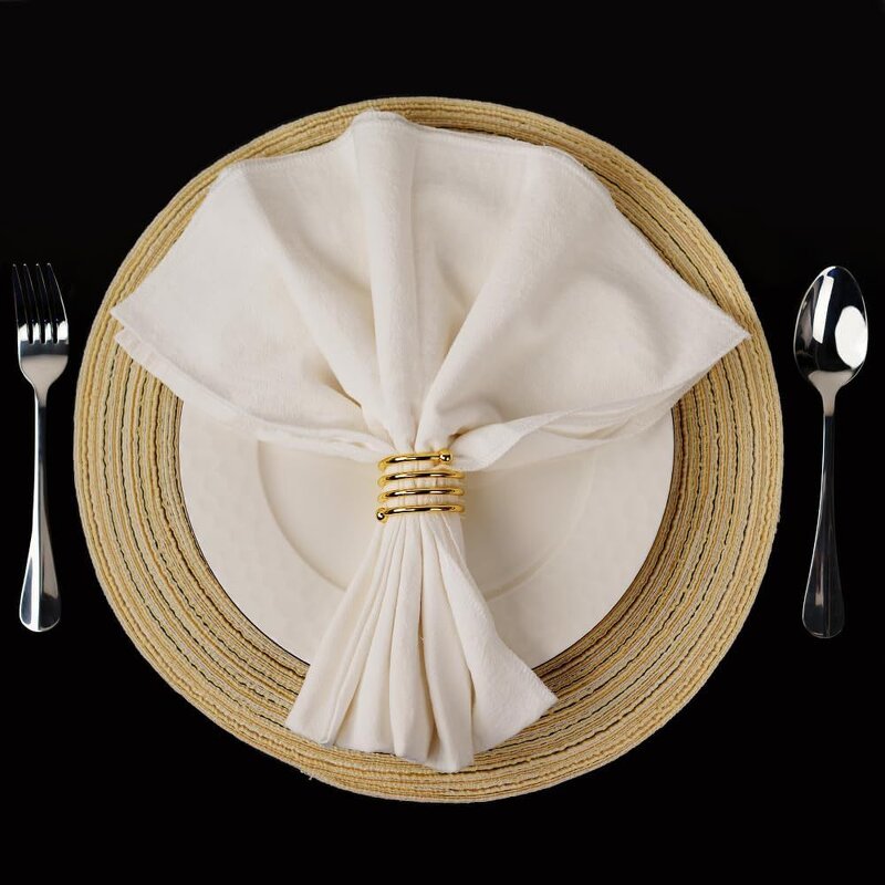 Gold Double Bead Napkin Rings Factory - OEM Wholesale Elastic Metal Table Decoration