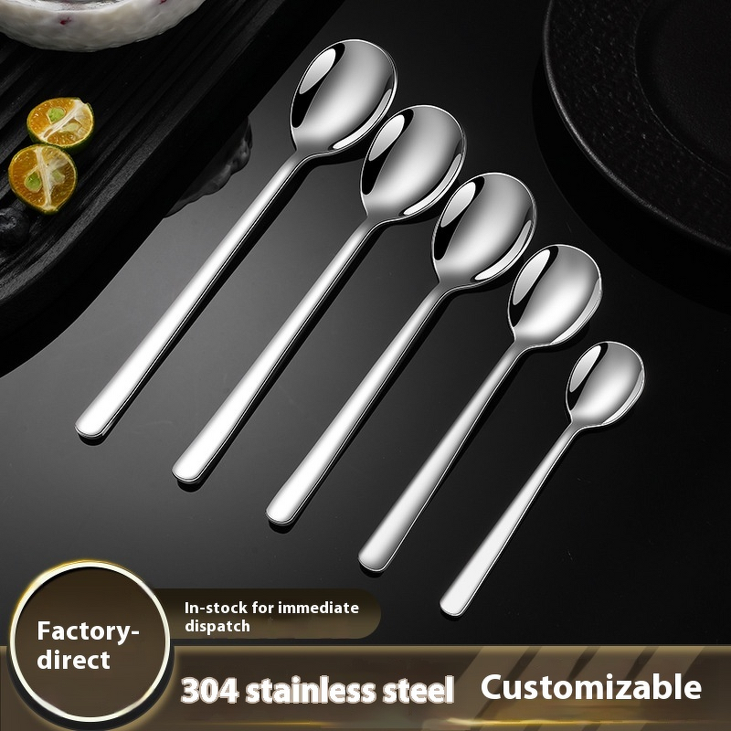 Stainless Steel Spoon Supplier - OEM 304 Long Handle Mirror Polish Korean Style
