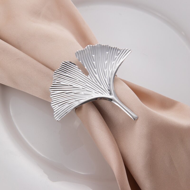 Ginkgo Leaf Napkin Rings Factory - OEM Elegant Alloy for Weddings Banquets Hotels