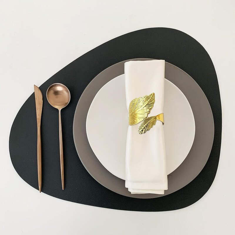 Gold Leaf Napkin Rings Manufacturer - OEM Metal with Open Design Table Decoration