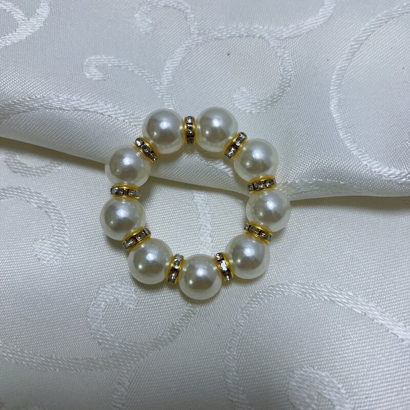 Pearl Rhinestone Napkin Rings Supplier - OEM Luxury Pink Beaded Metal Table Decor