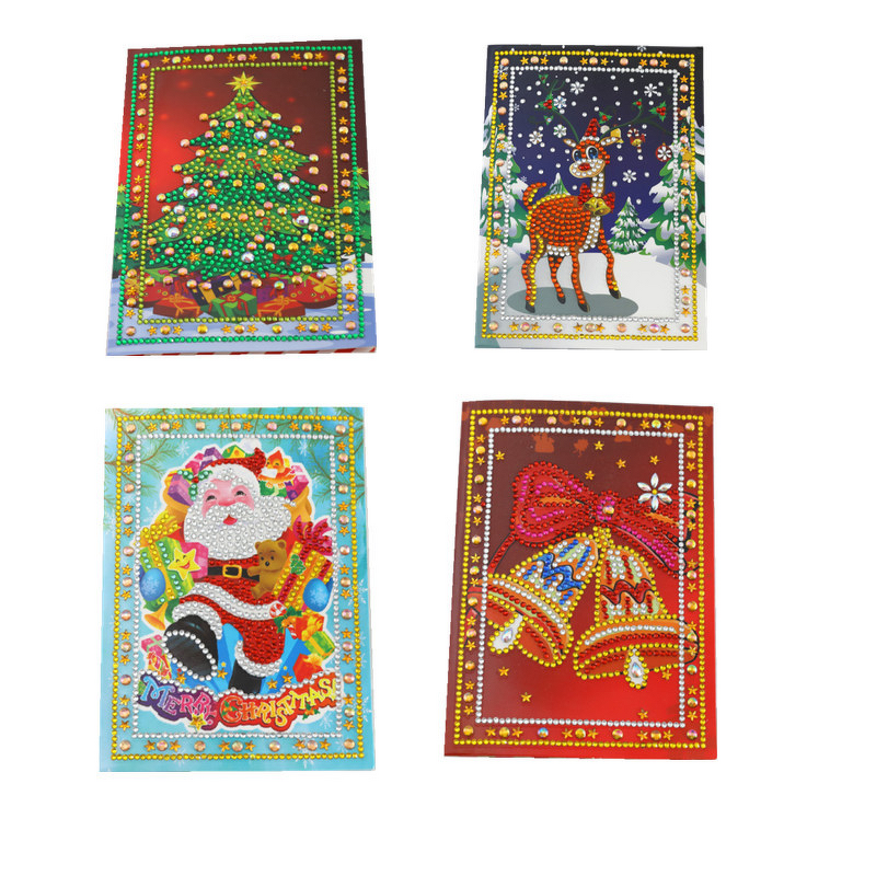Diamond Painting Greeting Card Supplier - OEM Christmas DIY 5D 4-Piece American Style