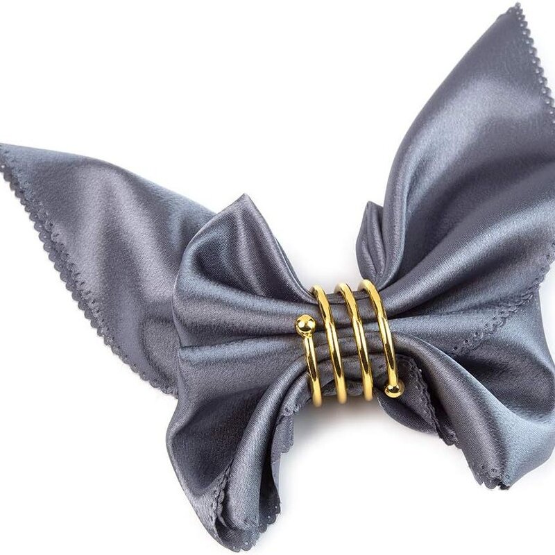 Gold Double Bead Napkin Rings Factory - OEM Wholesale Elastic Metal Table Decoration