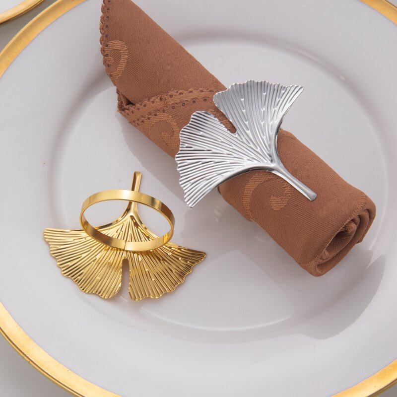 Ginkgo Leaf Napkin Rings Factory - OEM Elegant Alloy for Weddings Banquets Hotels