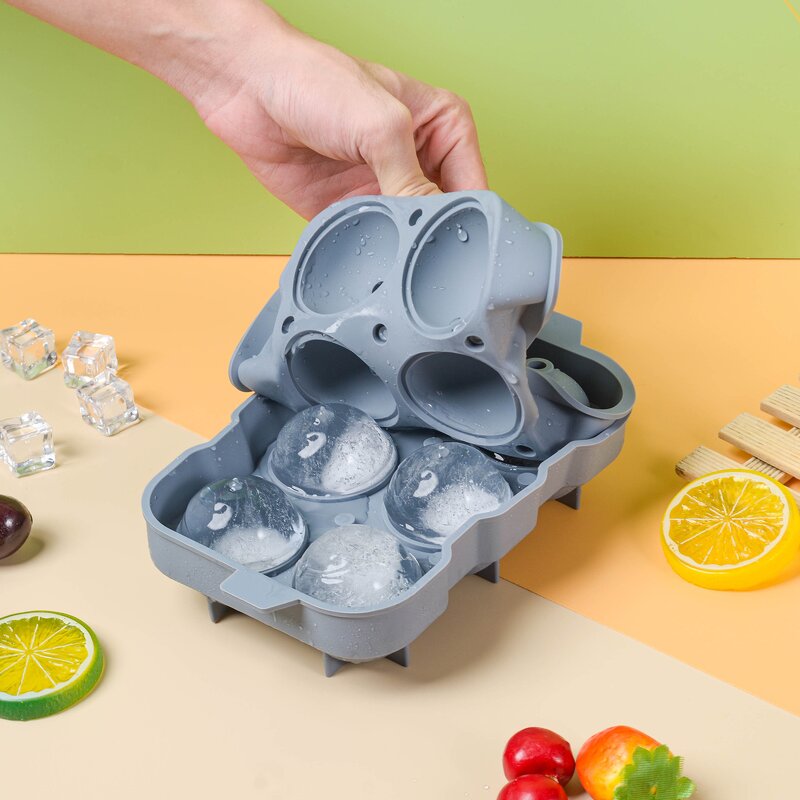 Silicone Ice Cube Tray Supplier - OEM Large Round Flexible Lid Freezer Whiskey