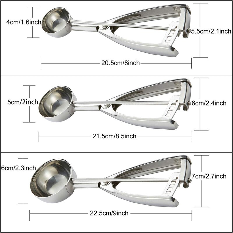 Cookie Scoop Set Manufacturer - OEM Hot Sale Stainless Steel 3 Sizes Ergonomic