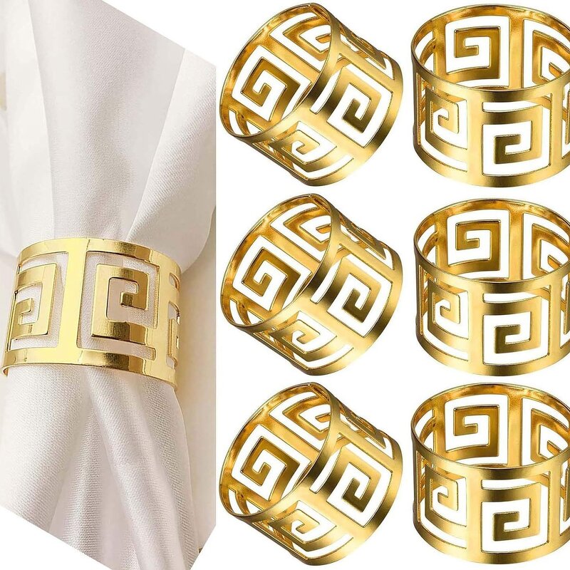 Hollow Gold Napkin Rings Manufacturer - OEM Metal with Carved Design Table Holder