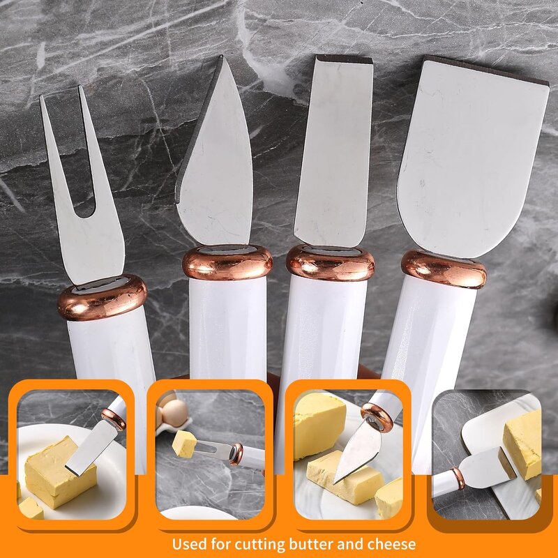 Cheese Knife Set Factory - OEM Hot Sale 4-Piece High Grade Handle Unique