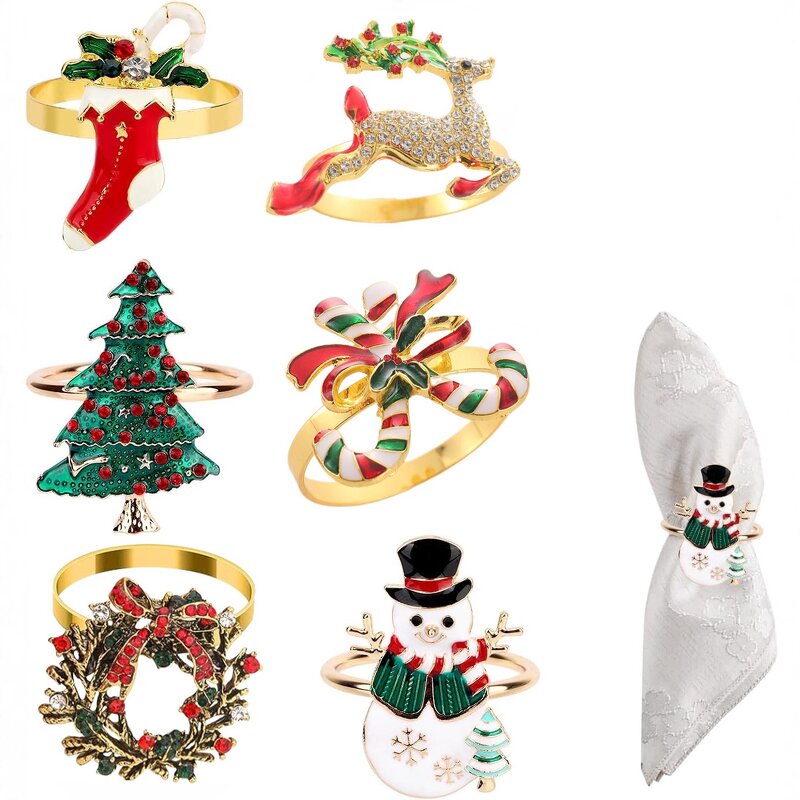 Christmas Napkin Rings Set Manufacturer - OEM Table Decoration Tree Reindeer Snowflake