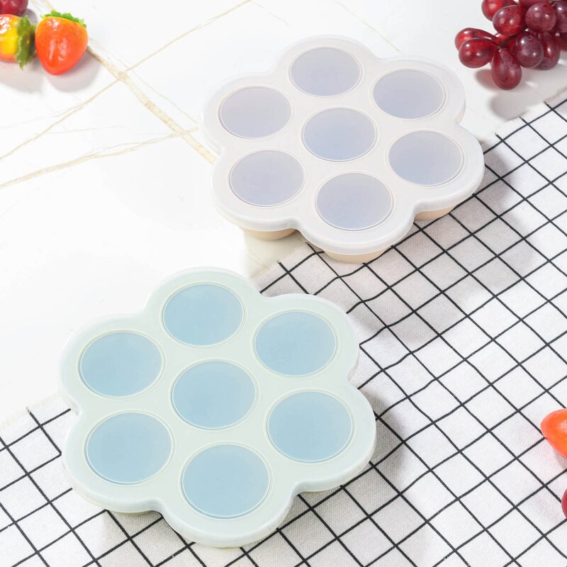Baby Food Storage Tray Manufacturer - OEM 7-Hole Silicone Freezer-Compatible Lid