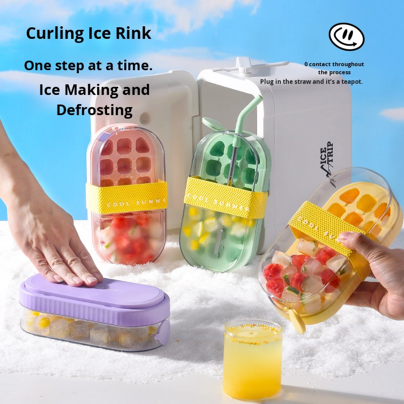 Ice Cube Bottle Factory - OEM Portable Eco-Friendly 2-in-1 with Straw Summer