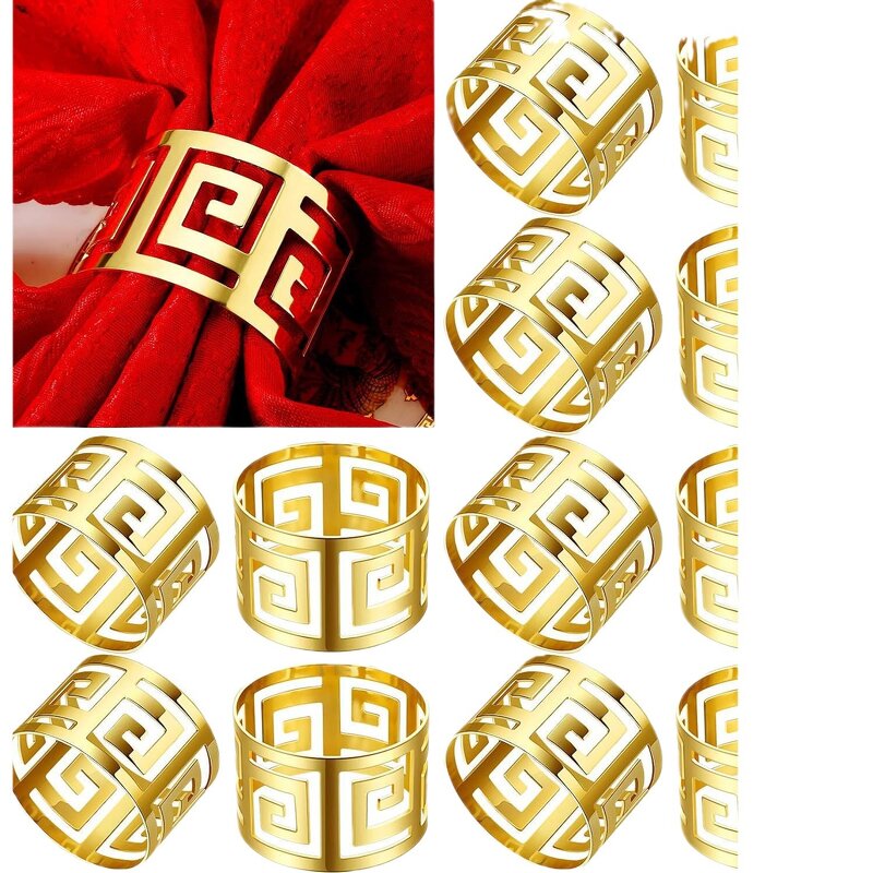 Hollow Gold Napkin Rings Manufacturer - OEM Metal with Carved Design Table Holder