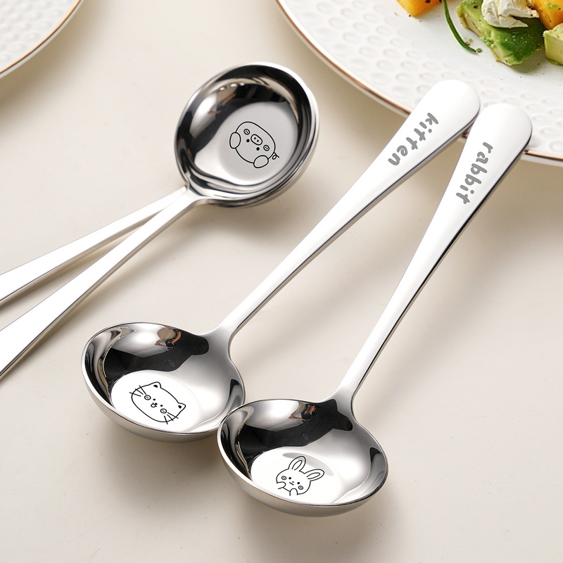 Kids Dining Spoon Factory - OEM Cute Design Deep Round Head Food-Grade Utensil