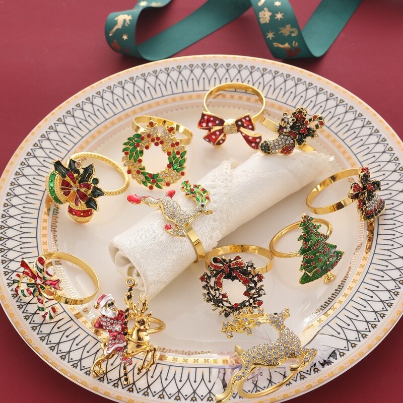 Christmas Napkin Rings Set Manufacturer - OEM Table Decoration Tree Reindeer Snowflake