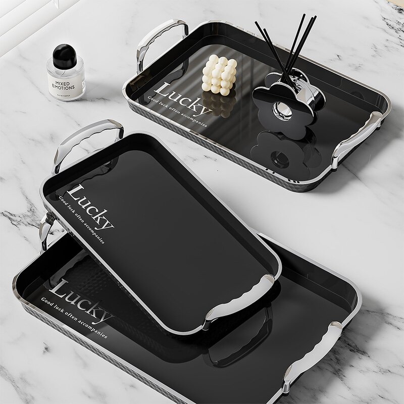 Serving Tray Supplier - OEM Modern Plastic Spill-Proof Safety Rim 2 Color