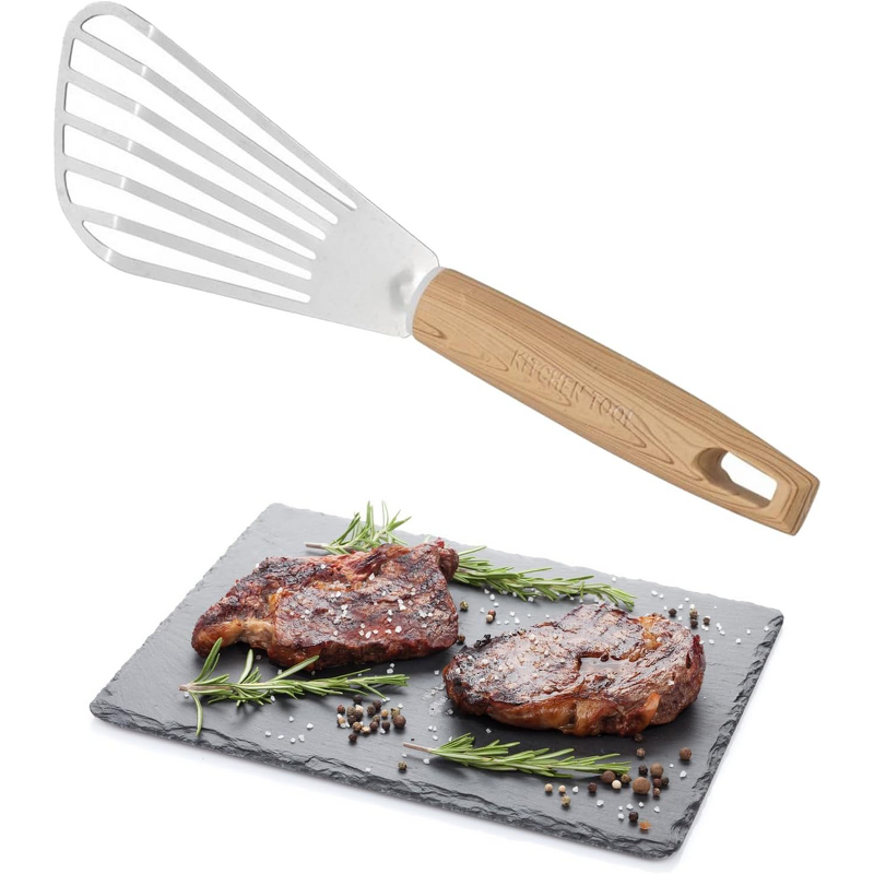 Fish Frying Spatula Supplier - OEM Stainless Steel Fan Shaped Slotted Turner