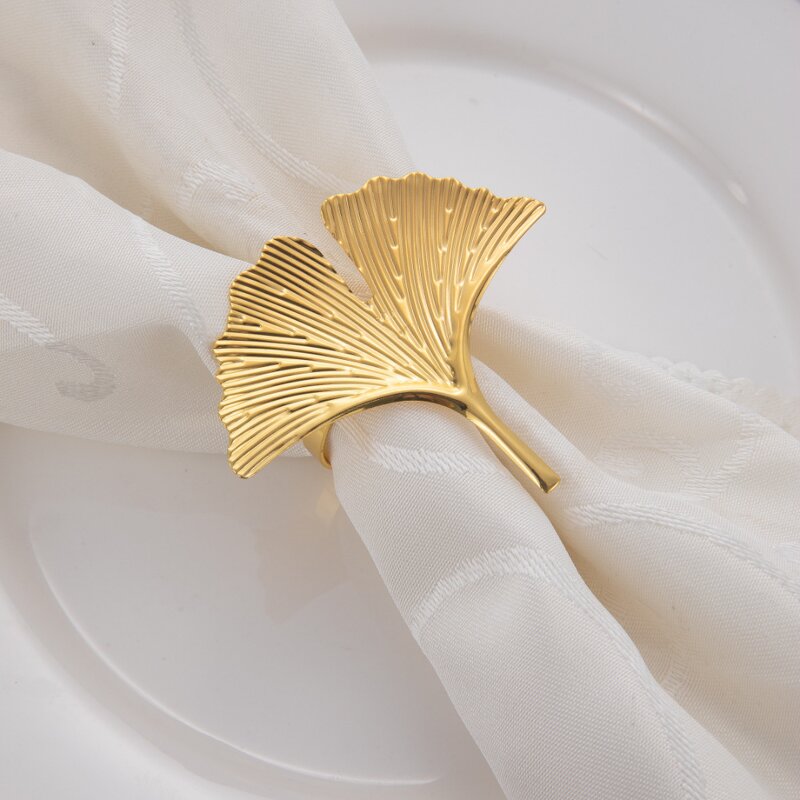 Ginkgo Leaf Napkin Rings Factory - OEM Elegant Alloy for Weddings Banquets Hotels