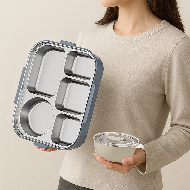 Kids Meal Tray Factory - OEM Cartoon Divider Plate 304 Stainless Steel Round