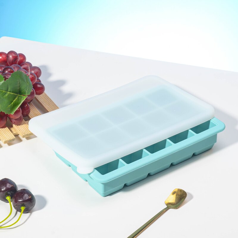 Silicone Ice Cube Tray Factory - OEM 15-Grid with Flexible Lid Home Kitchen Use
