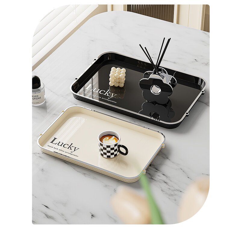 Serving Tray Supplier - OEM Modern Plastic Spill-Proof Safety Rim 2 Color