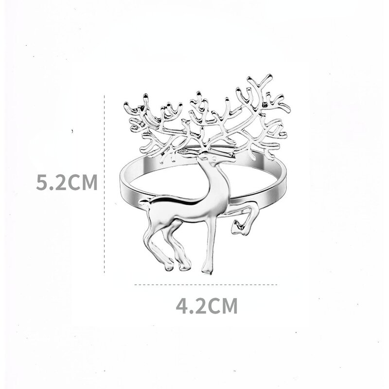 Christmas Reindeer Napkin Rings Supplier - OEM Gold Metal Table Decoration Bulk