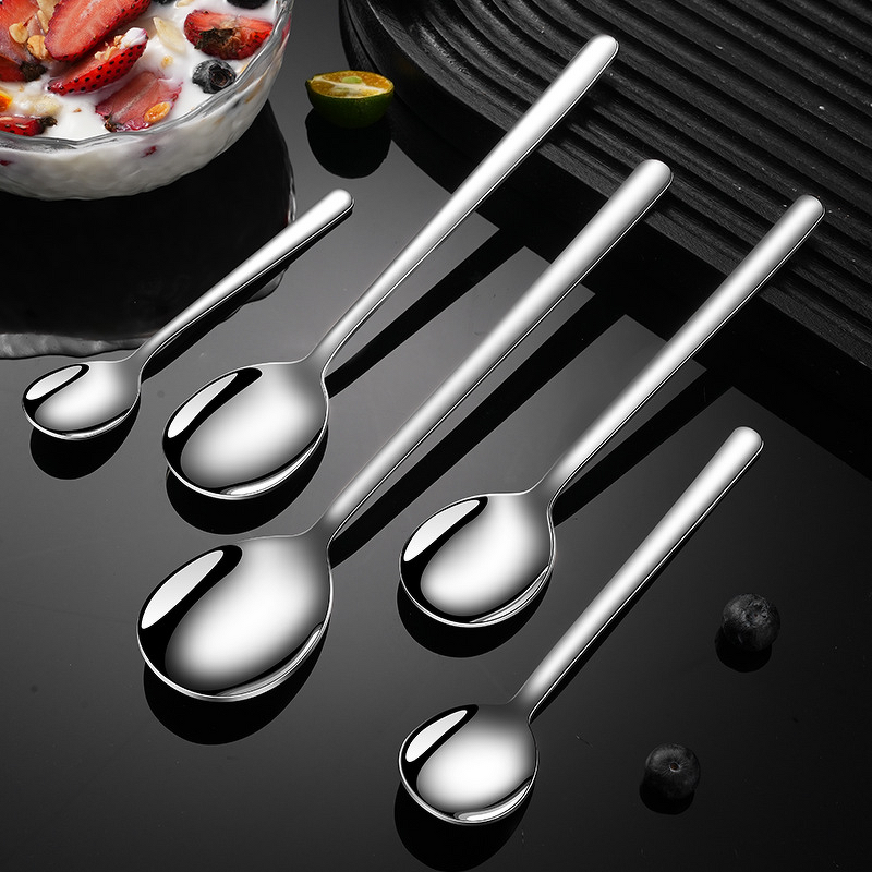 Stainless Steel Spoon Supplier - OEM 304 Long Handle Mirror Polish Korean Style