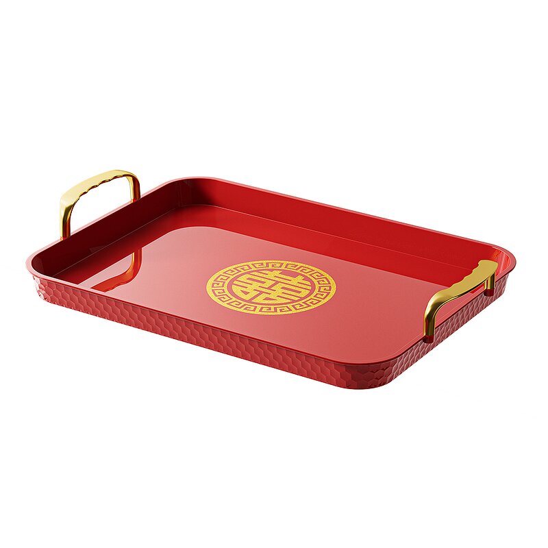 Decorative Tray Manufacturer - OEM Modern Festive Plastic with Gold Handles