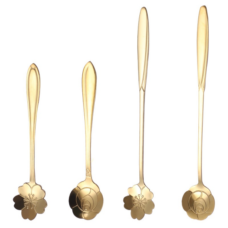 Coffee Spoon Supplier - OEM Creative Gold Stainless Steel Floral Design Mirror