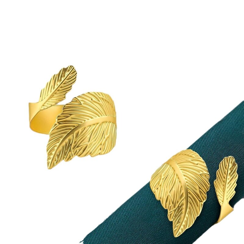 Gold Leaf Napkin Rings Manufacturer - OEM Metal with Open Design Table Decoration